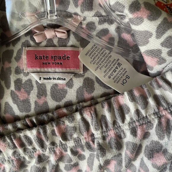 Kate Spade New York Pajamas 2 Piece SET Size S Pink Leopard Print PJ Top Pants - Picture 9 of 16